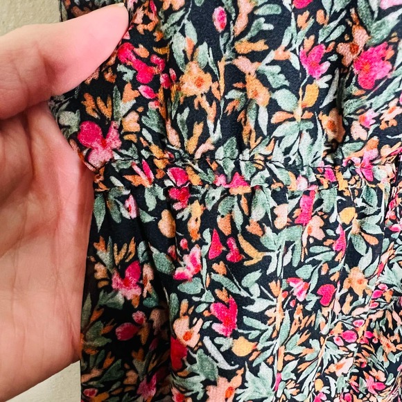 BB Dakota Steve Madden Darcy Midi Dress XS Floral Tiered Peasant Flutter Sleeve - Picture 6 of 9